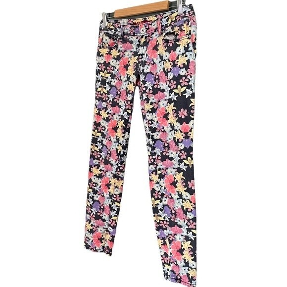 Vintage Y2K Bongo Jeans Floral Print Straight Leg Junior's 7 Women's Size 8 | 10 - Picture 3 of 8